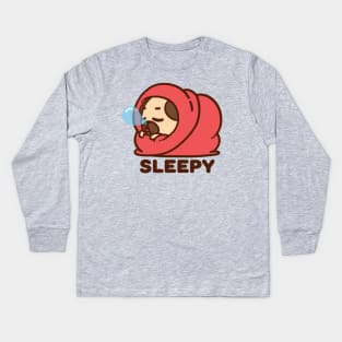 Sleepy Puglie Kids Long Sleeve T-Shirt